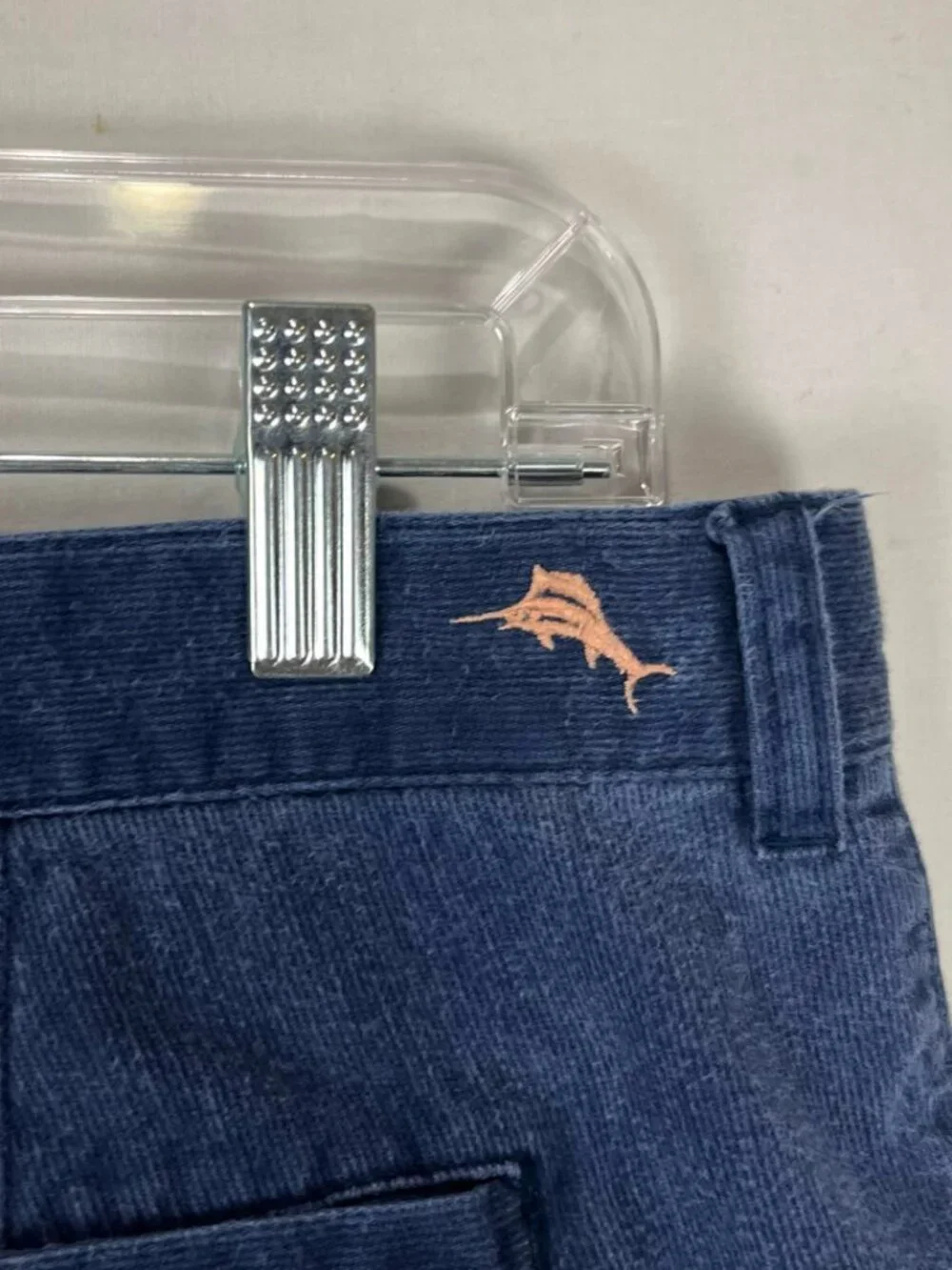 GUC Tommy Bahama Chino Shorts Mens Blue Flat Front Stretch Fine Casual Sz 34